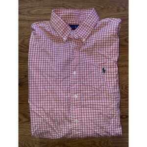 Ralph Lauren Mens Orange Long Sleeve Button Front Shirt Large